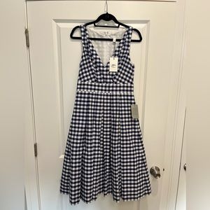 1901 Navy and White Gingham Fit and Flare Dress